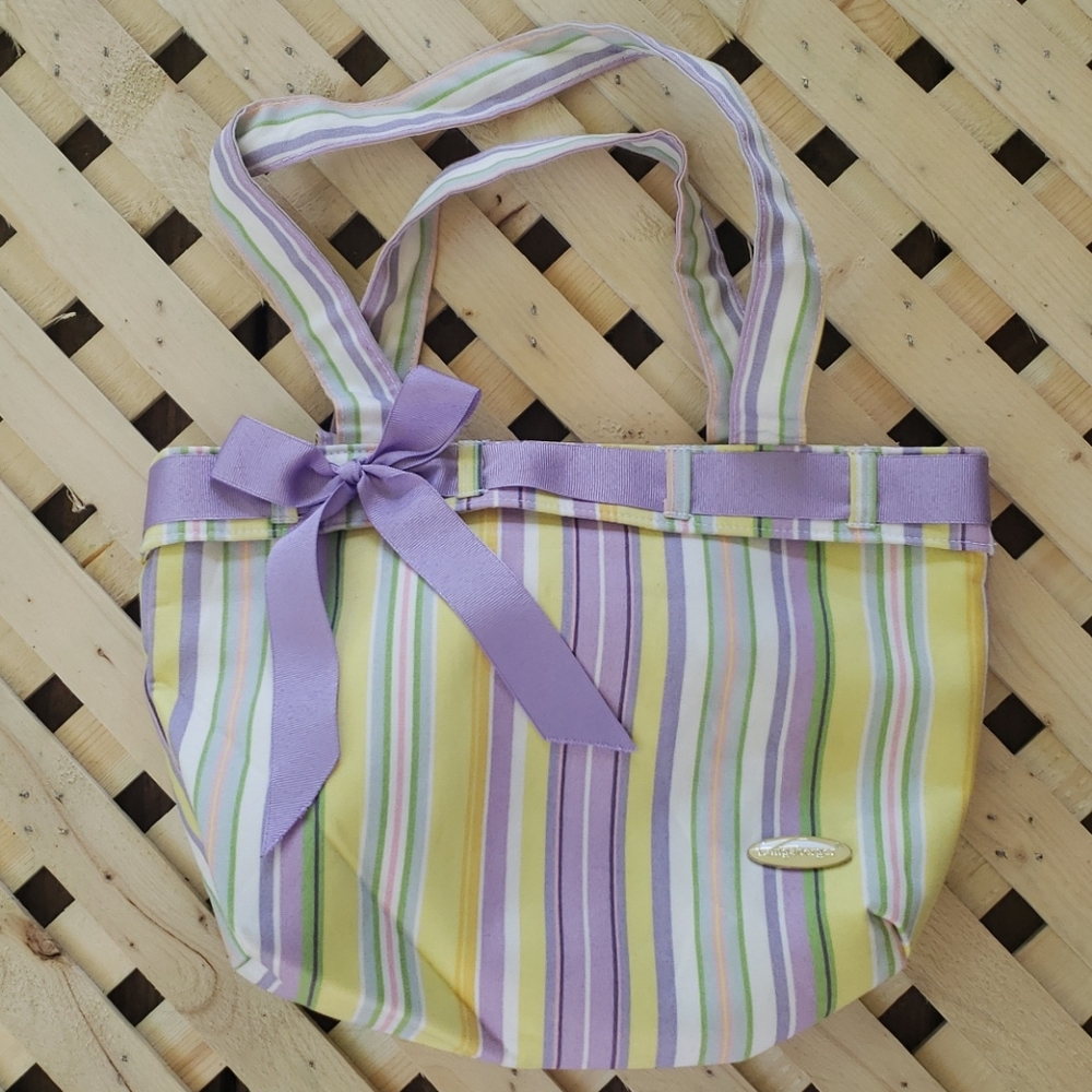 Longaberger striped bag with magnetic closure